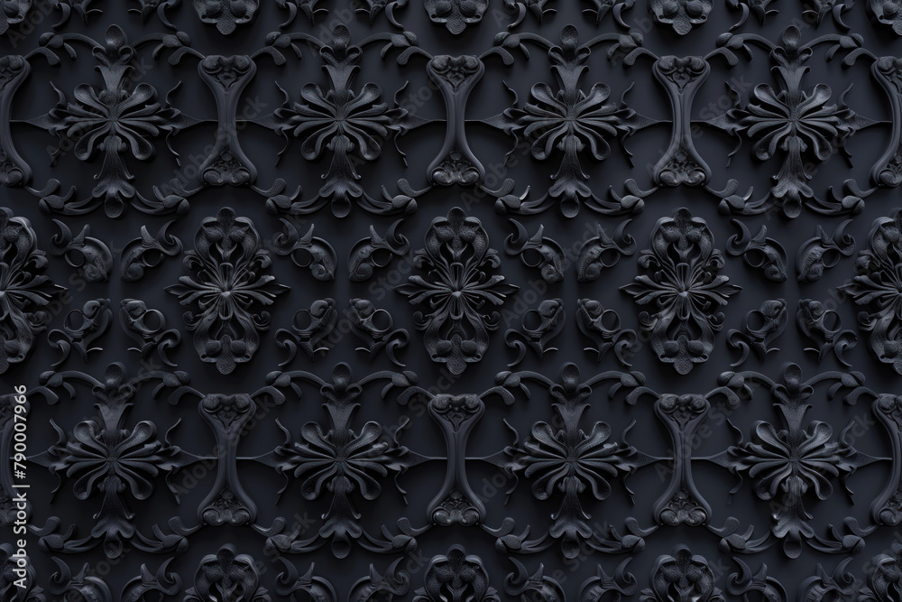 Poster sophisticated black classical 3d pattern. gothic ornament. inspired by the gothic architecture. back