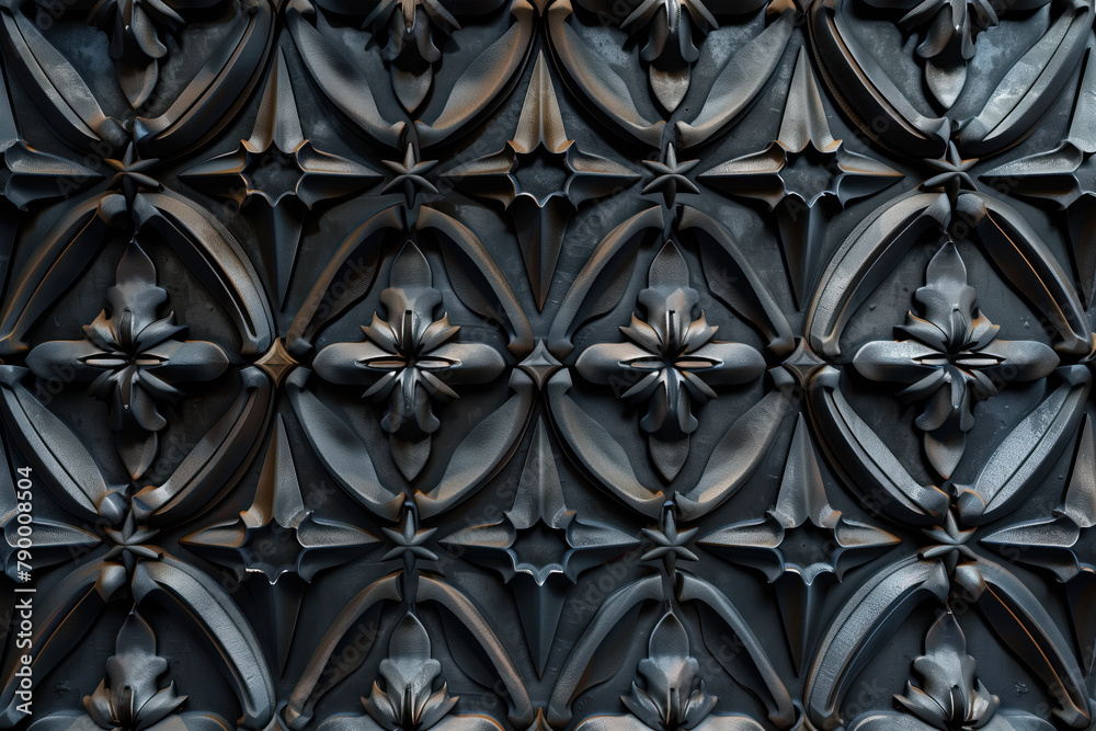 Poster sophisticated black classical 3d pattern. gothic ornament. inspired by the gothic architecture. back