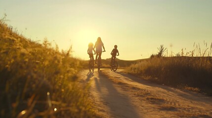 Pedaling Paradise: Family Embraces Nature's Beauty on Bike Adventure Through Fields and Beyond