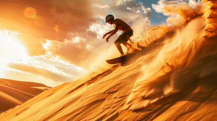Dynamic desert boarding, ideal for extreme sports and adrenaline adventure.