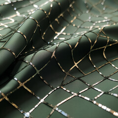a military green fabric with a silver grid sewn within it сreated with Generative Ai