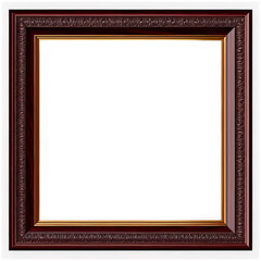 A classic wooden picture frame with a deep mahogany finish Transparent Background Images