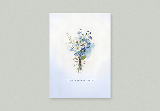 Sympathy Card Layout with Forget-me-not Bouquet