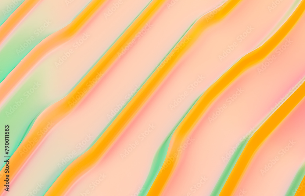Aufkleber Abstract vivid summer geometric line curve shape background. 3d rendering.