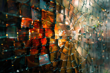 A fractured mirror reflecting fragmented code, depicting the ever-evolving nature of technology.