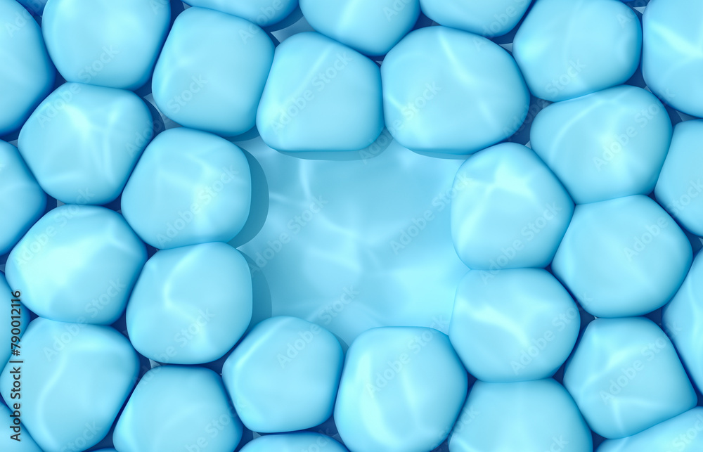 Fototapete abstract podium for product display with soft bubbles and water caustic light overley. 3d rendering.