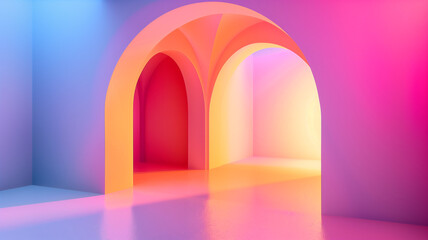 Archway formed by two smooth walls meeting at a corner, with a gradient visible through the opening
