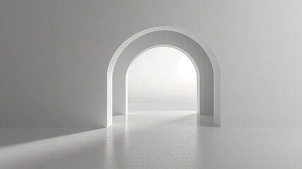 Fototapeta premium Archway formed by two smooth walls meeting at a corner, with a gradient visible through the opening