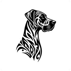 great dane dog in modern tribal tattoo, abstract line art of animals, minimalist contour. Vector - obrazy, fototapety, plakaty