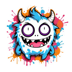 monster kawaii logo Abstract grunge Super drawing for t-shirt