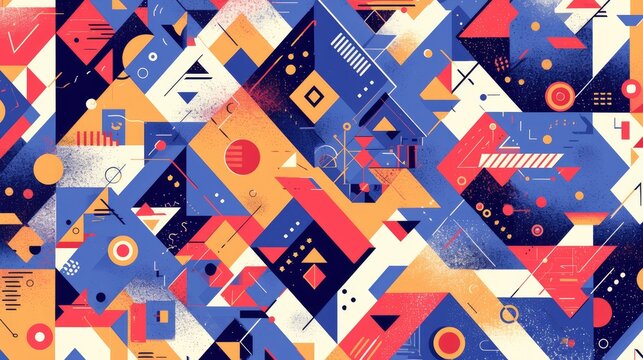 An abstract and vibrant geometric pattern perfect for backgrounds This decorative backdrop is versatile for wallpaper pattern fills web page backgrounds and creating interesting surface tex