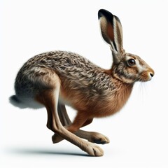 Image of isolated hare against pure white background, ideal for presentations 