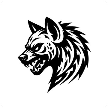 recommend clip art: hyena in modern tribal tattoo, abstract line art of animals, minimalist contour. Vector