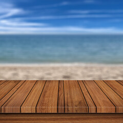 wood old table vintage beach background