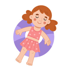 Little girl enjoying swimming vector illustration