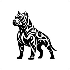 pitbull dog; in modern tribal tattoo, abstract line art of animals, minimalist contour. Vector