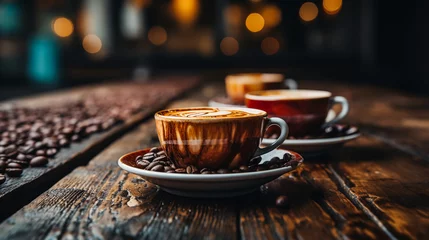 Foto op Plexiglas cup of coffee with beans © MMAJID
