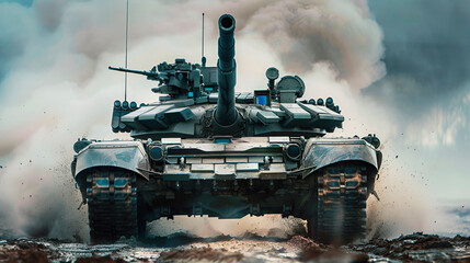 Military tank with copy space - obrazy, fototapety, plakaty