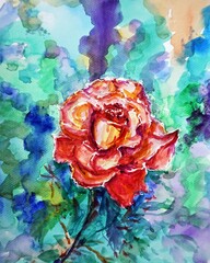 abstract color backgrounds for design art watercolor painting rose flower	