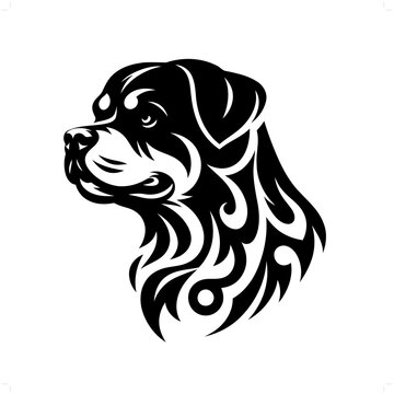 recommend clip art: Rottweiler dog in modern tribal tattoo, abstract line art of animals, minimalist contour. Vector