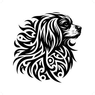 recommend clip art: Cavalier Spaniel dog in modern tribal tattoo, abstract line art of animals, minimalist contour. Vector