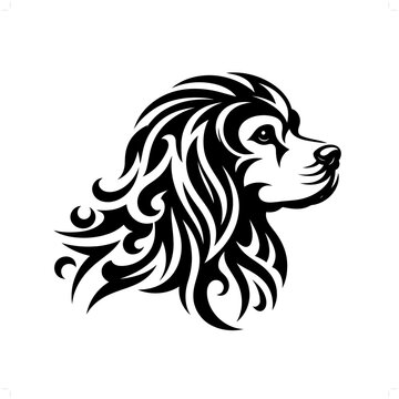 recommend clip art: Cavalier Spaniel dog in modern tribal tattoo, abstract line art of animals, minimalist contour. Vector