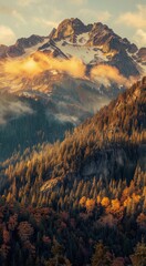 Majestic Mountain Range Silhouetted at Sunset