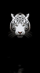 White tiger on black background