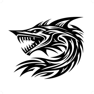 recommend clip art: Barracuda fish in modern tribal tattoo, abstract line art of animals, minimalist contour. Vector