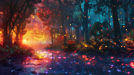 Abstract landscape. Colorful art fantasy landscape 