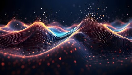 Background Design for Abstract Waving Particle Technology. Abstract wave with moving dots and particles, perfect for business cards, banners, flyers, magazines, and other high-tech and big data backgr
