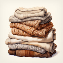 a pile of folded women's knitted sweaters сreated with Generative Ai