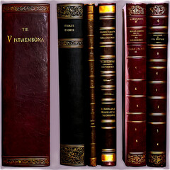 A collection of vintage leather-bound books Transparent Background Images 