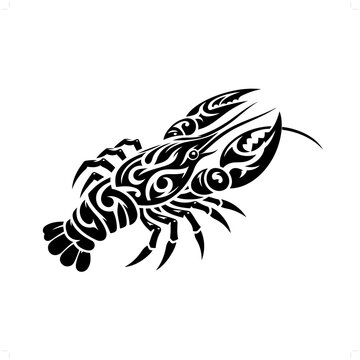 recommend clip art: crayfish in modern tribal tattoo, abstract line art of animals, minimalist contour. Vector