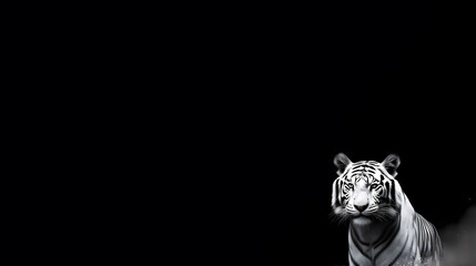 White tiger on black background