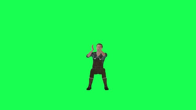 3d farmer man clapping for his boy in match green screen  render people chroma key animation person crowd walking and talking