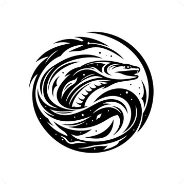 recommend clip art: Electric Eel in modern tribal tattoo, abstract line art of animals, minimalist contour. Vector
