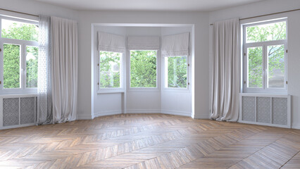 Empty room with parquet floor.