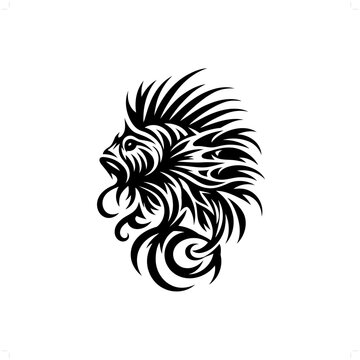 recommend clip art: Lionfish in modern tribal tattoo, abstract line art of animals, minimalist contour. Vector