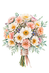 Watercolor pink Wildflower PNG, Wildflower bouquet. Decoration for Mother's day card, weddings, wedding design, wedding invitation.	