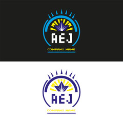 Naklejka premium AEJ letter logo vector design on black and white color background AEJ letter logo icon design 