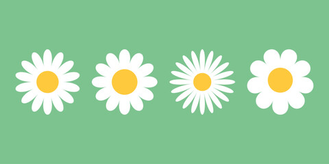 Daisy chamomile icons set in flat style. Flower vector illustration on isolated background. Floral sign business concept. - 790025518