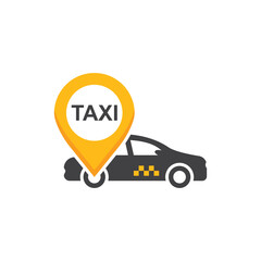 Taxi service icon in flat style. Cab vector illustration on isolated background. Delivery company sign business concept. - 790025588