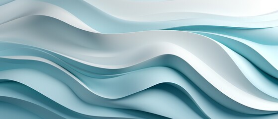 Minimalist 3D artwork showcasing soft flowing waves in a contemporary design - obrazy, fototapety, plakaty