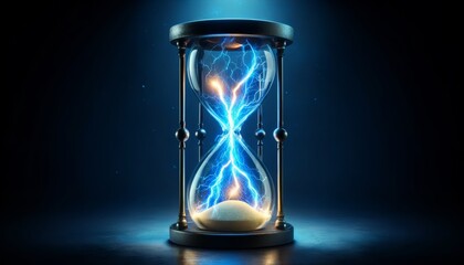 Hourglass with electricity, time has passed.