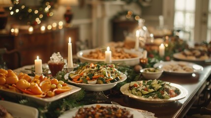 Grand Dining Room with Vegetarian Holiday Meal Set-Up