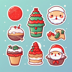 holiday christmas sweet cute stickers сreated with Generative Ai