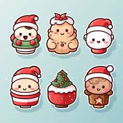 holiday christmas sweet cute stickers сreated with Generative Ai