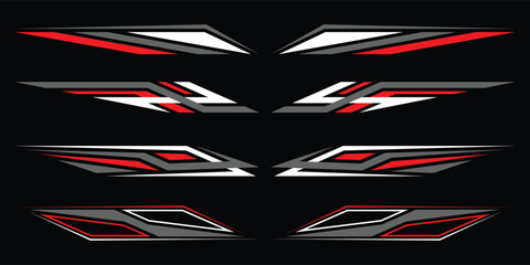 Sport car decal stripes. Speed lines, Sports stripes, racing tuning strips and car sticker vector set. Vector illustration - obrazy, fototapety, plakaty