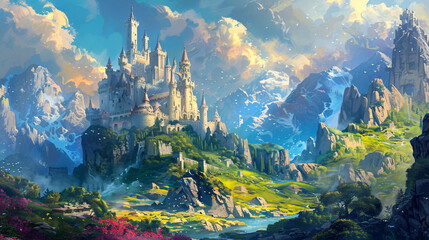 Artistic illustration of a fantasy castle 